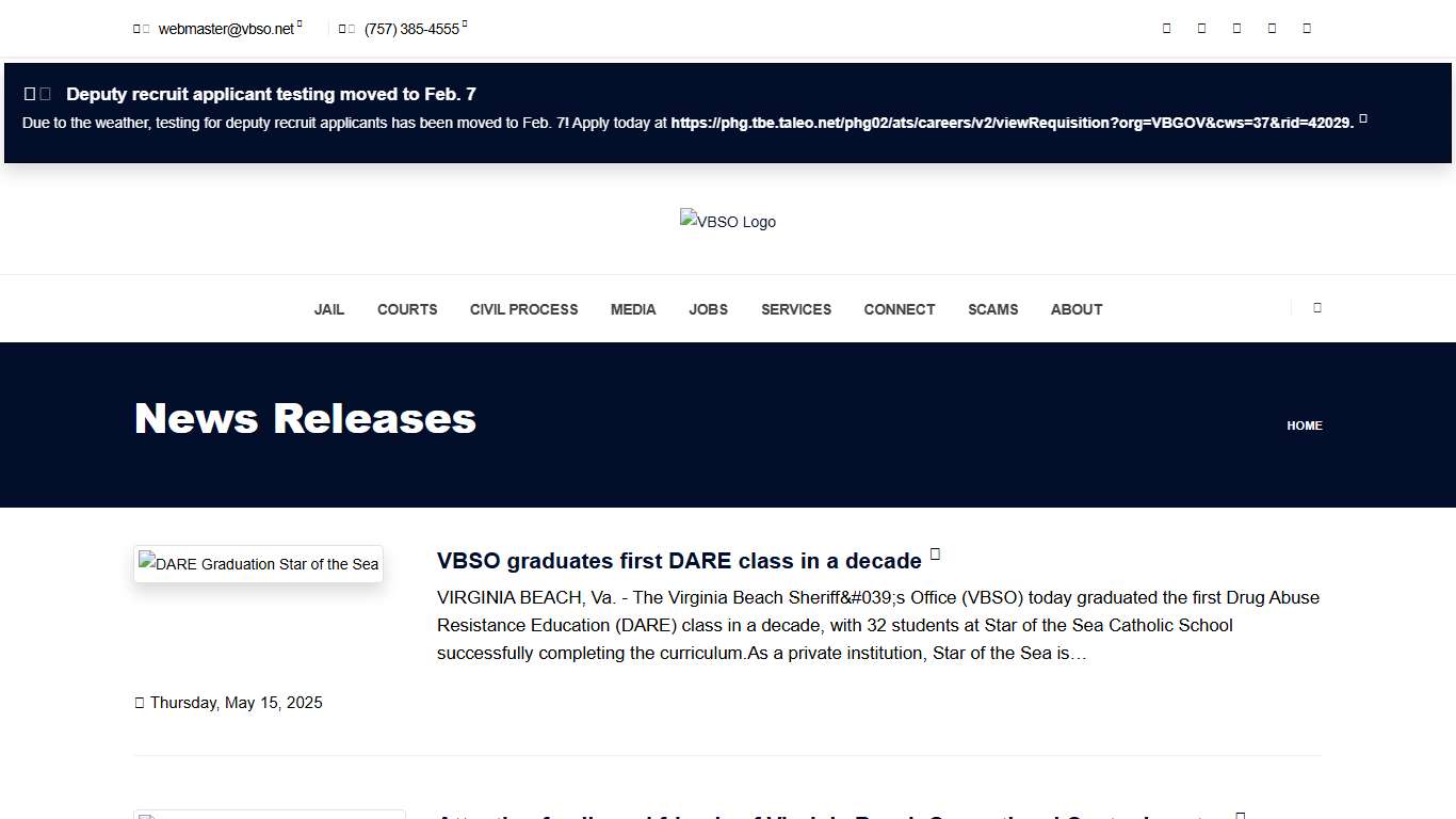 News Releases : VBSO.net